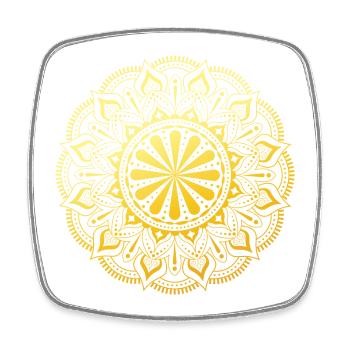Mandala doré - Magnet carré - blanc - Devant