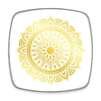 Mandala doré - Magnet carré - blanc - Devant
