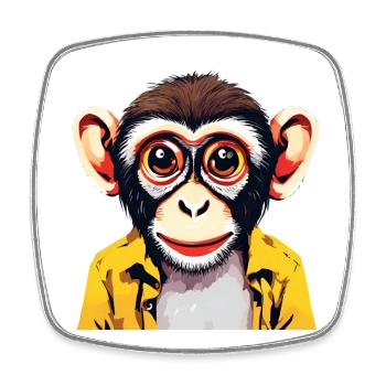 Vibrant Monkey Illustration for Apparel - Square fridge magnet - white - Front