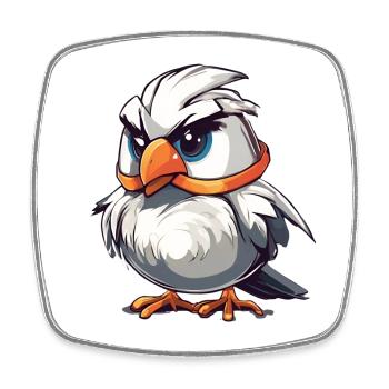 Charming Cartoon Bald Eagle Illustration - Square fridge magnet - white - Front
