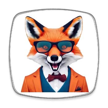 Lebendiger Fuchs in stilvoller Kleidung - Viereckiger Kühlschrankmagnet - Weiß - Vorne