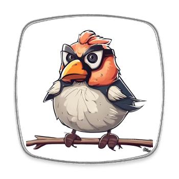 Karikatur Vogel mit Brille Illustration - Viereckiger Kühlschrankmagnet - Weiß - Vorne