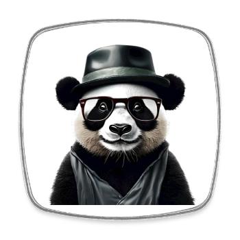 Stylish Panda with Accessories - Square fridge magnet - white - Front