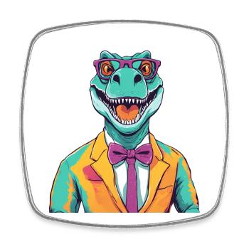 Dinosaurier Anwalt Cartoon Design - Viereckiger Kühlschrankmagnet - Weiß - Vorne
