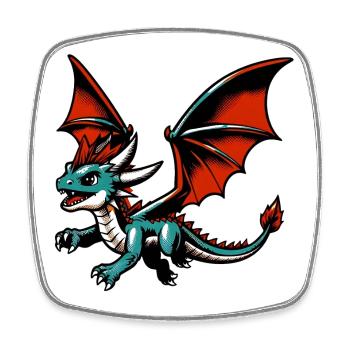 Drache - Viereckiger Kühlschrankmagnet - Weiß - Vorne