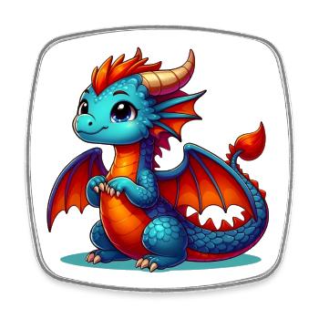 Dragon - Square fridge magnet - white - Front