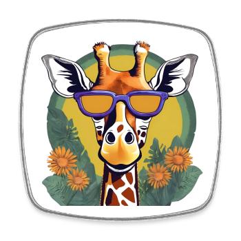 Playful Giraffe with Sunglasses Design - Square fridge magnet - white - Front