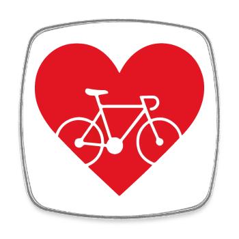 Minimalist Valentine’s Day T-shirt with Bicycle - Square fridge magnet - white - Front