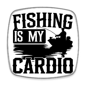 Fishing Is My Cardio Silhouette - Square fridge magnet - white - Front