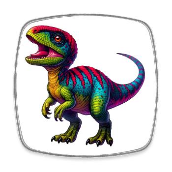 Dinosaure - Magnet carré - blanc - Devant