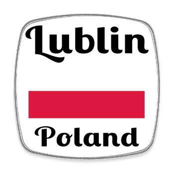 Lublin, Poland - Stylish prints - Square fridge magnet - white - Front