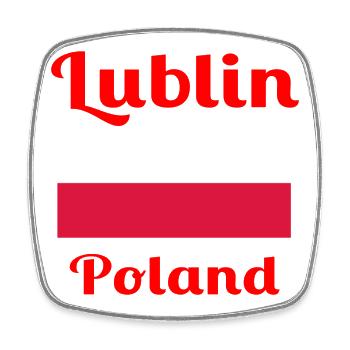 Lublin, Poland - Stylish prints - Square fridge magnet - white - Front