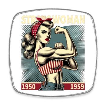 Force forte puissance femme rockabilly cadeau rétro - Magnet carré - blanc - Devant