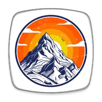 Majestätisches Berg-Sonnenuntergangs-Design - Viereckiger Kühlschrankmagnet - Weiß - Vorne