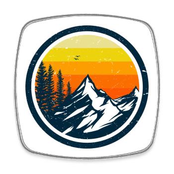 Conception d’aventure au coucher du soleil en montagne - Magnet carré - blanc - Devant