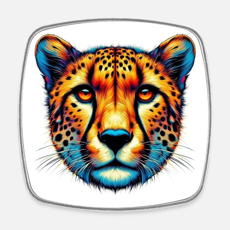 Gepard - Viereckiger Kühlschrankmagnet - Weiß