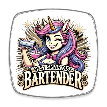 Barman Barmaid Licorne Cadeau - Magnet carré - blanc - Devant