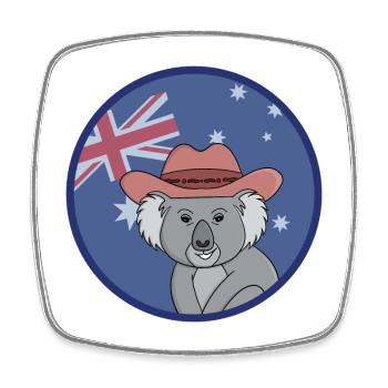 Entzückender Koala mit der australischen Flagge - Viereckiger Kühlschrankmagnet - Weiß - Vorne