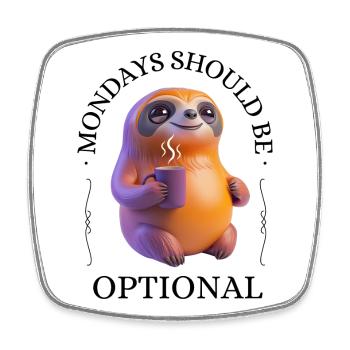 Coffee-Drinking Sloth – Relaxed & Pleasurable - Square fridge magnet - white - Front