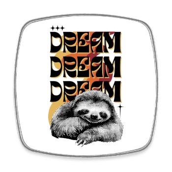 Dream Dream Dream – Retro Faultier - Viereckiger Kühlschrankmagnet - Weiß - Vorne