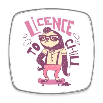 Hipster-Faultier – Licence to Chill - Viereckiger Kühlschrankmagnet - Weiß - Vorne