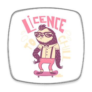 License to Chill - Style de paresseux vintage - Magnet carré - blanc - Devant