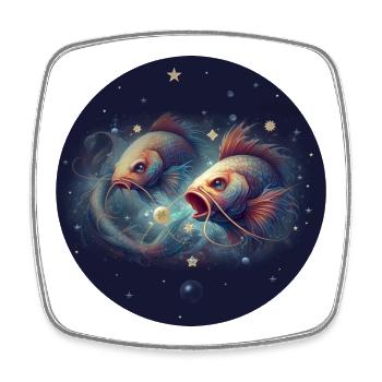 Weltraumfische im Sternenmeer - Sternzeichen Fisch - Viereckiger Kühlschrankmagnet - Weiß - Vorne