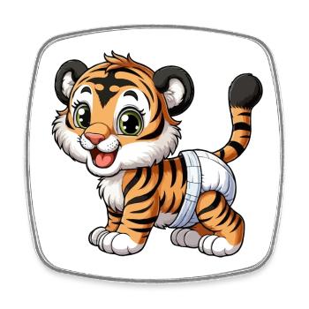 Baby Tiger mit Windel - Viereckiger Kühlschrankmagnet - Weiß - Vorne