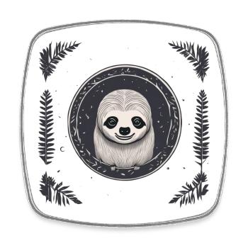 Sloth puberty bear chill cool lol face illus - Square fridge magnet - white - Front