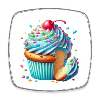Blauer Cupcake mit bunten Streuseln - Viereckiger Kühlschrankmagnet - Weiß - Vorne