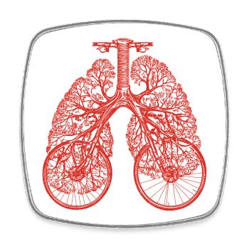 Fahrrad & Lunge – Atme Freiheit - Viereckiger Kühlschrankmagnet - Weiß - Vorne
