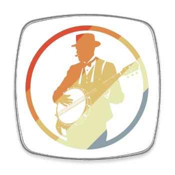 Joueur de banjo Vintage - Magnet carré - blanc - Devant