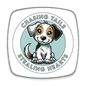 Chasing Tails Stealing Hearts - Square fridge magnet - white - Front