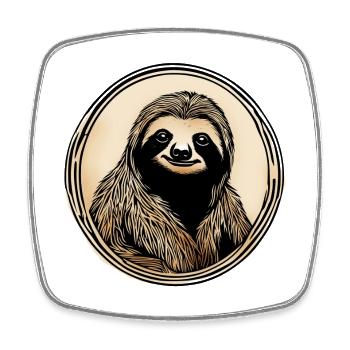 cute sloth chilling sleeping slow teen - Square fridge magnet - white - Front