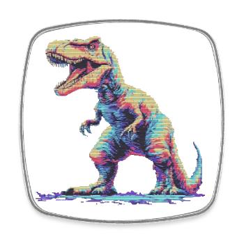 Pixel Spiel Dino Tyrannosaurus - Viereckiger Kühlschrankmagnet - Weiß - Vorne