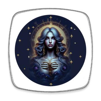 Cercle d’étoiles de la déesse du clair de lune - Signe du zodiaque Balance - Magnet carré - blanc - Devant