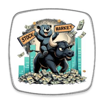 Stock Market Stock Market Bull Bull Bear Profit Gift - Square fridge magnet - white - Front