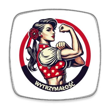 Strength strong woman Polish woman Poland retro gift - Square fridge magnet - white - Front