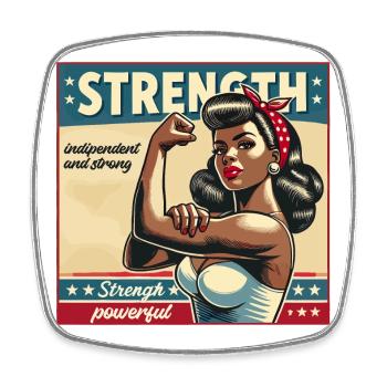 Strength strong woman african american retro gift - Square fridge magnet - white - Front