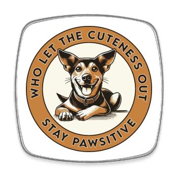 Restez Pawsitive - Magnet carré - blanc - Devant