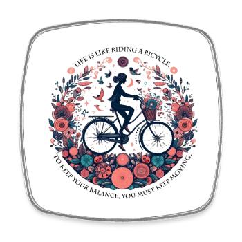 La vie, c’est comme faire du vélo. Pour garder votre équilibre - Magnet carré - blanc - Devant