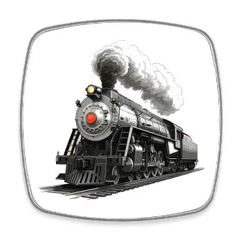 Nostalgische Dampflok - Eisenbahn Illustration - Viereckiger Kühlschrankmagnet - Weiß - Vorne