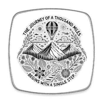 The journey of a thousand miles begins with a step - Square fridge magnet - white - Front