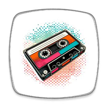 Kompaktkassette Cassette Tape 90er Geschenk - Viereckiger Kühlschrankmagnet - Weiß - Vorne