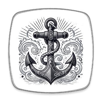 Anker Schiffsanker Anker cool maritim Geschenk - Viereckiger Kühlschrankmagnet - Weiß - Vorne