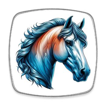 Cheval - Magnet carré - blanc - Devant