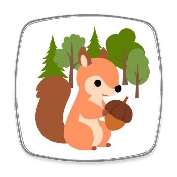 Eichhörnchen mit Nuss - Viereckiger Kühlschrankmagnet - Weiß - Vorne