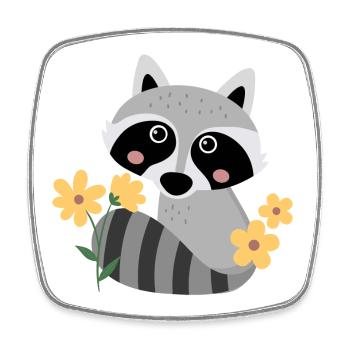Petit raton laveur avec des fleurs - Magnet carré - blanc - Devant