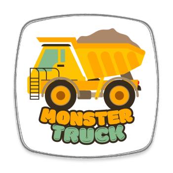 Camion monstre - Magnet carré - blanc - Devant