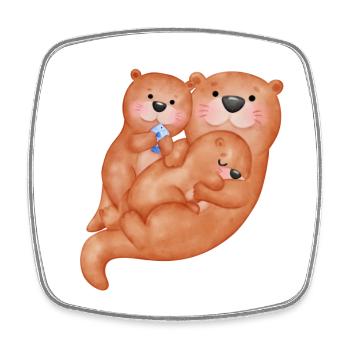 Famille de loutres mignonnes - Magnet carré - blanc - Devant